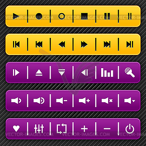 Yellow and violet media control navigation panel - royalty-free vector image