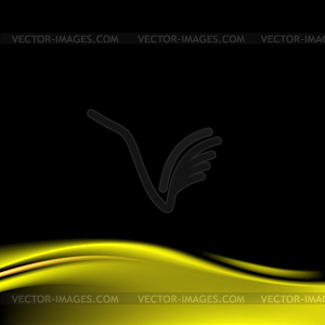 Abstract black background with green yellow wave - vector image