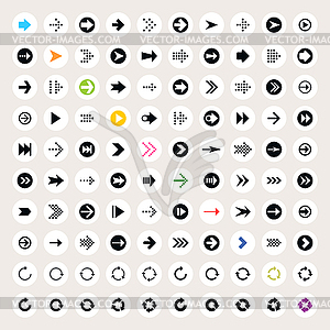 Набор 100 знак стрелки иконки в форме круга - клипарт в векторе / векторное изображение