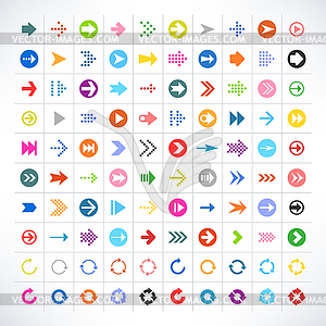 100 arrow sign icon set - vector image