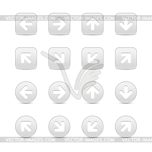 Gray web button icons with white arrow sign - vector clipart