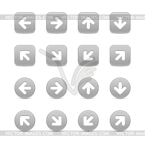 Gray web button icons with white arrow sign - vector clipart