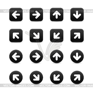 Black web button icons with white arrow sign - vector image