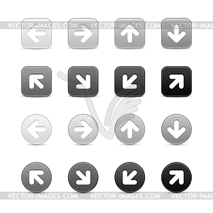 Gray web button icons with white arrow sign - vector clipart