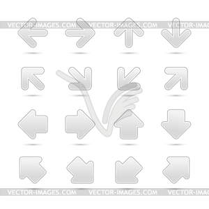 Gray web button icons with white arrow sign - vector clip art