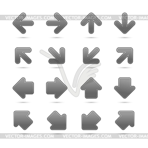 Gray web button icons with white arrow sign - vector clipart