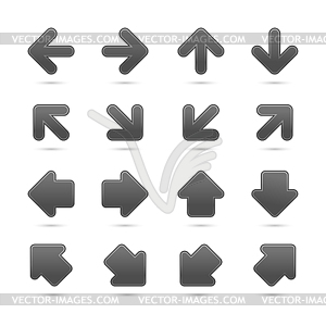 Серый веб-значки кнопок с белой знак стрелки - векторное изображение