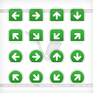 Square green arrow icons - vector image
