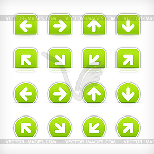 Square green arrow icons - vector clipart