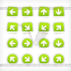 Square green arrow icons - vector clip art