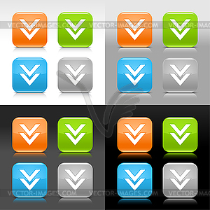 Color glossy web buttons with download sign - vector clipart