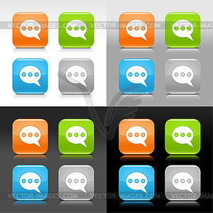 Color glossy web buttons with chat sign - vector image