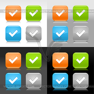 Color glossy web buttons with check mark - vector image