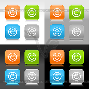 Цвет глянцевый веб-кнопок с авторским знаком - изображение в векторном формате