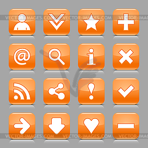 Глянцевые оранжевые кнопки с основным признакам - изображение векторного клипарта