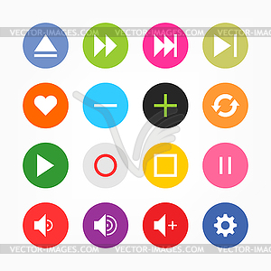 Simple round media player icons - vector clipart