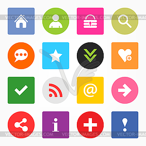 Color web icon with basic signs - vector clipart