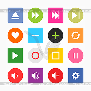 Media player control button ui icon set - vector image