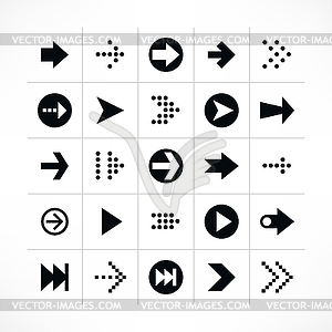 25 знак стрелки набор иконок - стоковое векторное изображение