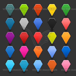 Location mapping pin rounded hexagon signs - color vector clipart