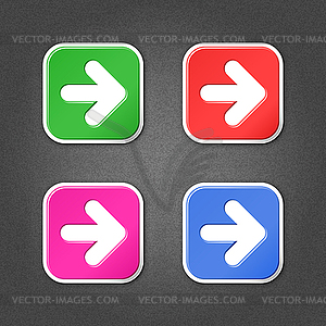 Colored arrow sign square icons - vector image