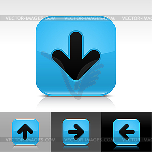 Blue glossy web buttons with arrow download sign - vector clipart