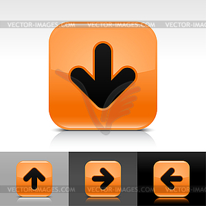 Orange glossy web buttons with arrow download sign - royalty-free vector image