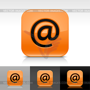 Orange glossy web buttons with e-mail sign - vector image