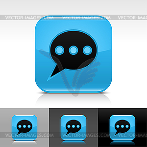 Blue glossy web buttons with chat sign - vector clipart