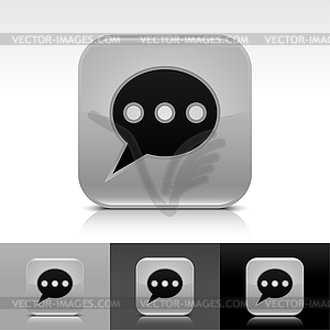 Gray glossy web buttons with chat sign - vector image