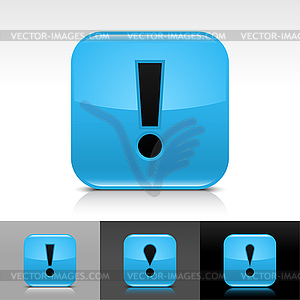 Blue glossy web buttons with exclamation mark - vector image