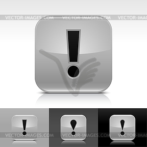 Gray glossy web buttons with exclamation mark - vector image