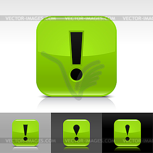 Green glossy web buttons with exclamation mark - vector clipart