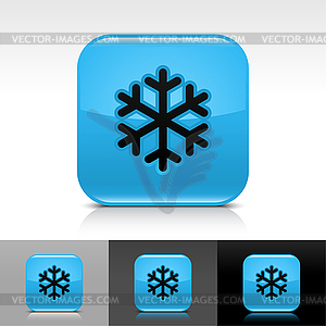 Blue glossy web buttons with snowflake - vector image