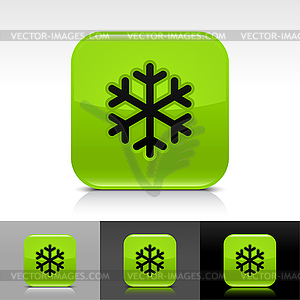 Green glossy web buttons with snowflake - vector clipart