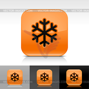 Оранжевый глянцевый веб-кнопок со снежинкой - клипарт в векторе
