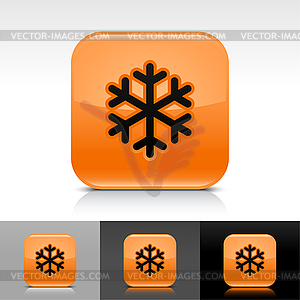 Orange glossy web buttons with snowflake - vector image