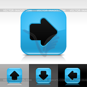 Blue glossy web buttons with arrow sign - vector clipart