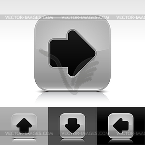 Gray glossy web buttons with arrow sign - vector image