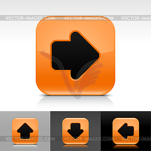 Orange glossy web buttons with arrow sign - vector clip art