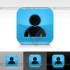 Blue glossy web buttons with user profile sign - royalty-free vector image