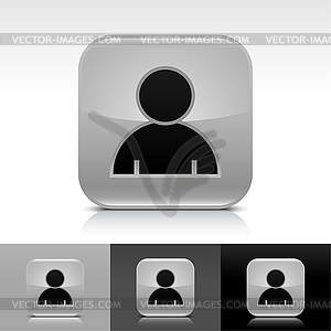 Gray glossy web buttons with user profile sign - vector clip art