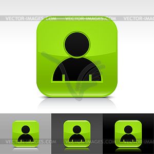 Green glossy web buttons with user profile sign - vector clipart