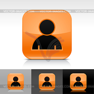 Orange glossy web buttons with user profile sign - vector image