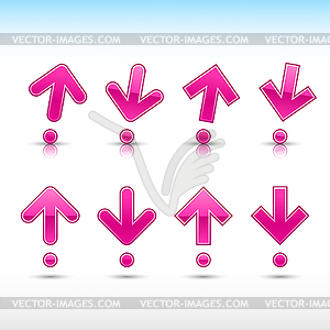 Pink arrow sigsn in form of exclamation mark - vector clipart