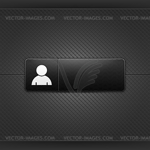 User profile sign on black rectangle web button - vector EPS clipart