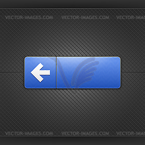 Левый знак стрелки на синюю кнопку веб прямоугольника - стоковый векторный клипарт