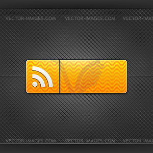 RSS sign on orange rectangle web button - vector image