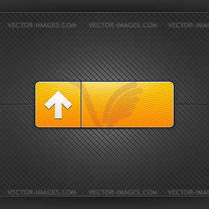 Upload arrow sign on orange rectangle web button - vector clip art