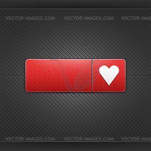 Heart sign on red rectangle web button - vector image